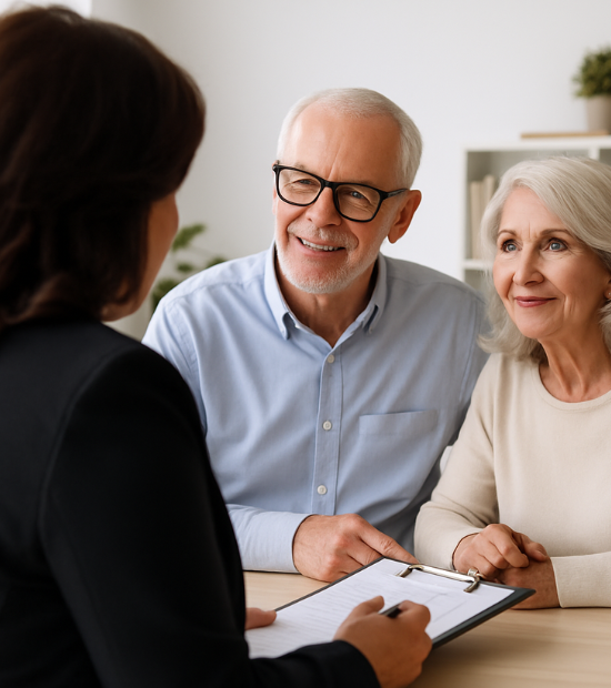 Older couple creating trust and estate plan with elder law lawyer
