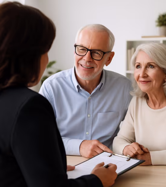 Older couple creating trust and estate plan with elder law lawyer